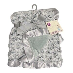 Parent's Choice Rosette Plush Baby Blanket Grey 30 x 40 Inches